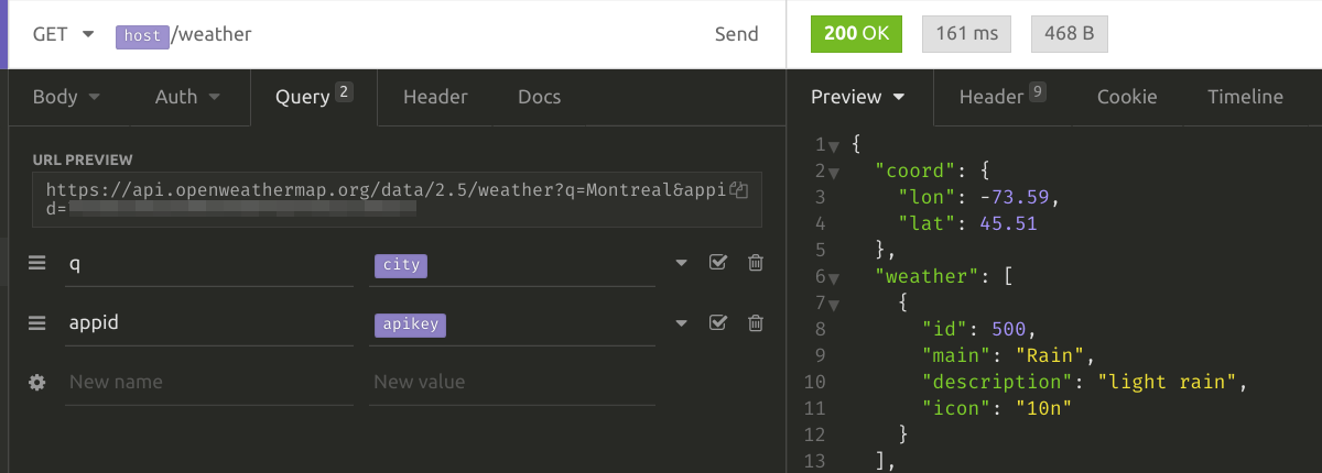 Insomnia: requests with variables from environments