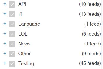 45 RSS feeds in “Testing” category